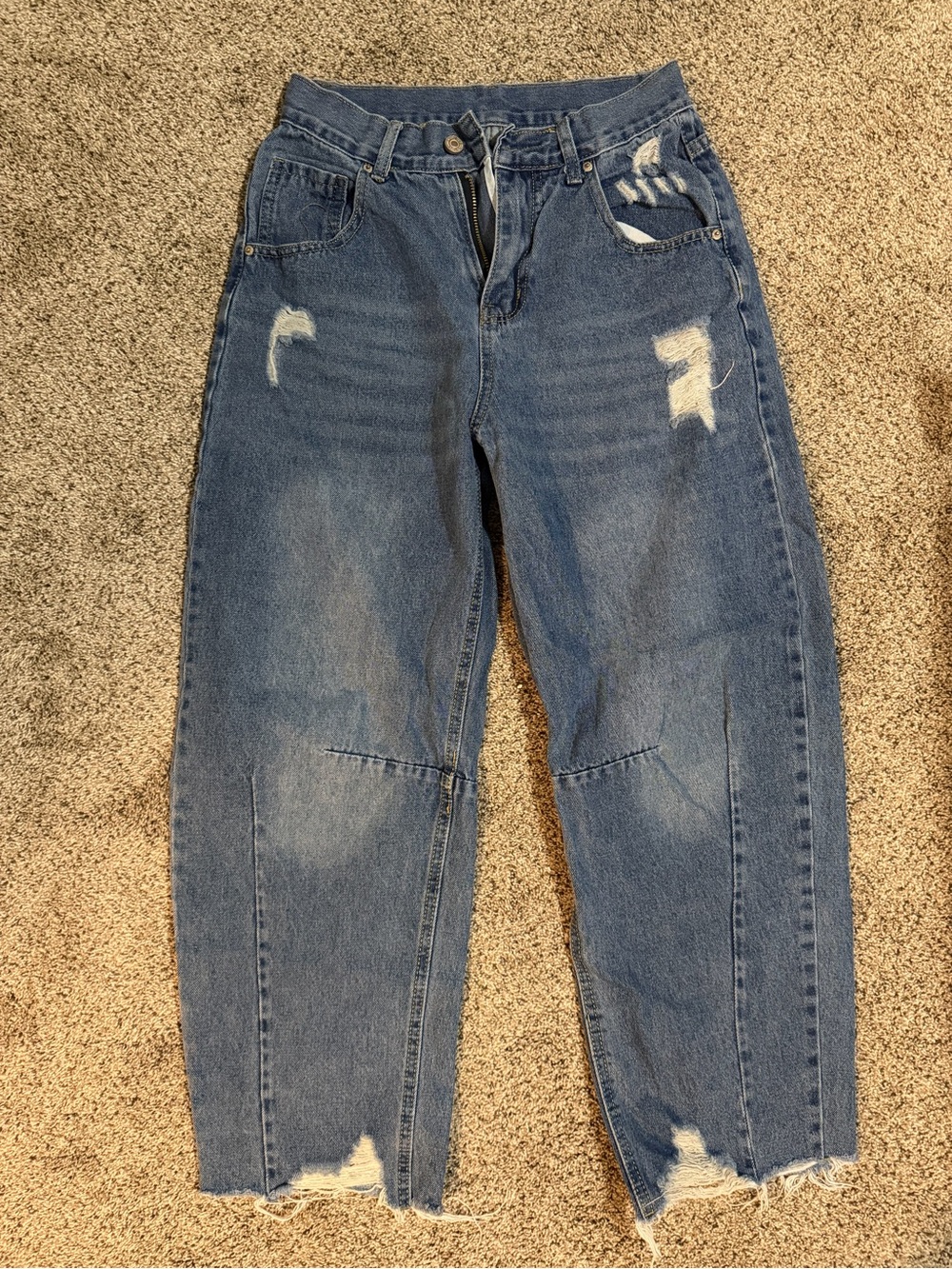 Distressed High-Waist Blue Women's Jeans